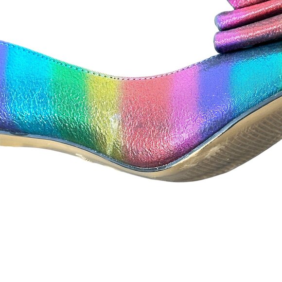 Rainbow metallic heels with bows by Betsey Johnson Size 7 - Picture 10 of 10